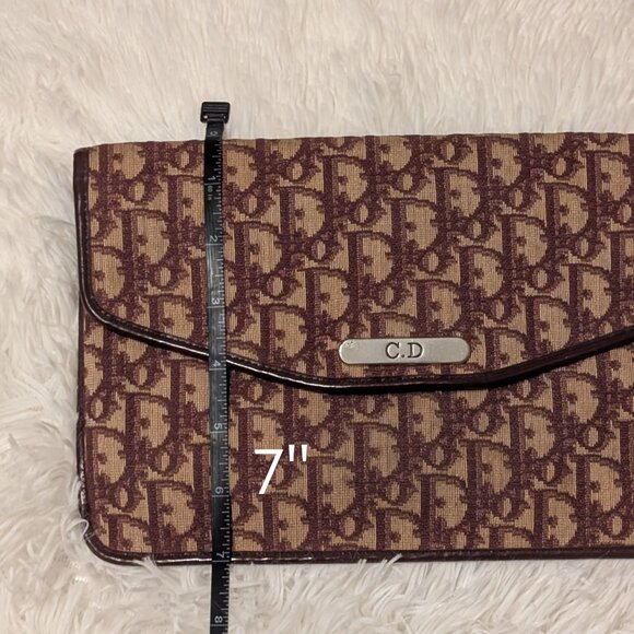 Christian Dior, Trotter Canvas Clutch Bag in Burgundy, VINTAGE - Picture 11 of 12